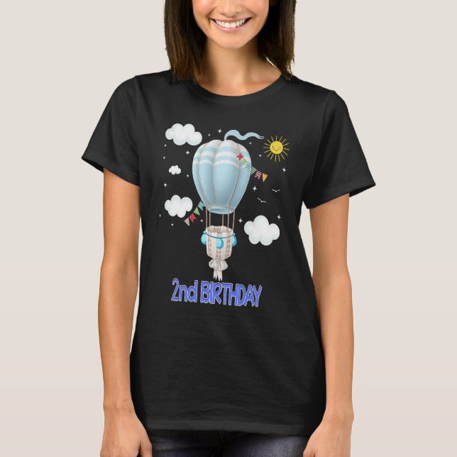 Camiseta Hot Air Balloon B day Boy Party Group (Frente)