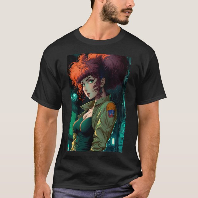 Camiseta Hot Anime Girl Red Hair Space Engineer (Frente)