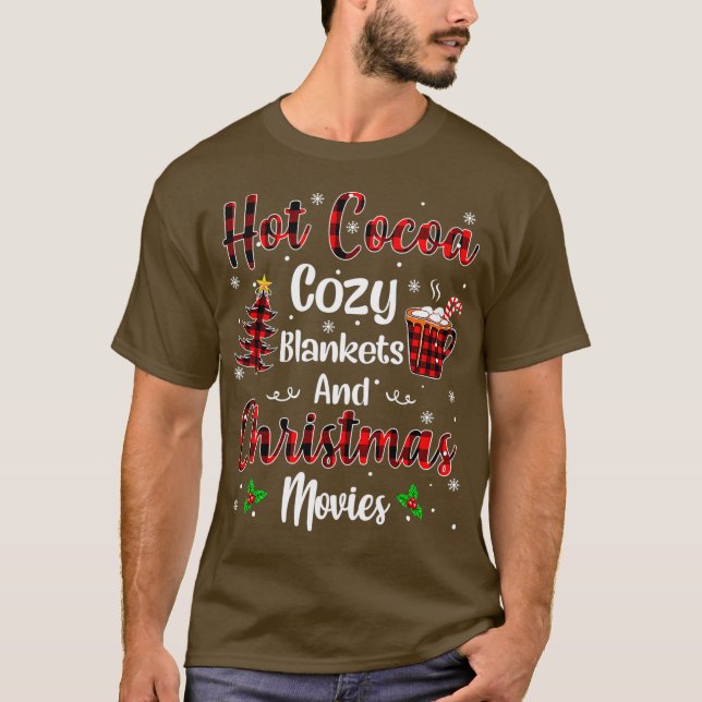 Camiseta Hot Cocoa Cozy Blankets Christmas Movies Red (Frente)