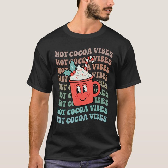 Camiseta Hot Cocoa Vibes Retro Christmas Peppermint Hot Cho (Frente)