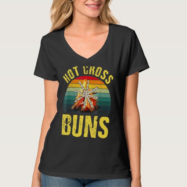 Camiseta Hot Cross Buns Roupa Vintage Comida 1 (Frente)