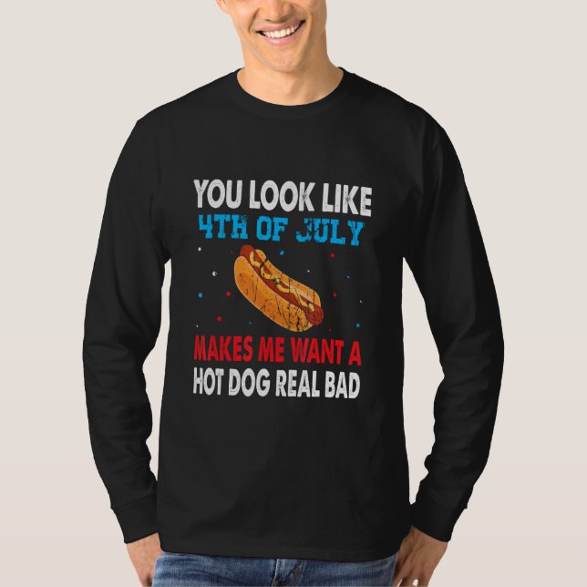 Camiseta Hot Dog 4th of July Matching Family USA  Patriotic (Frente)