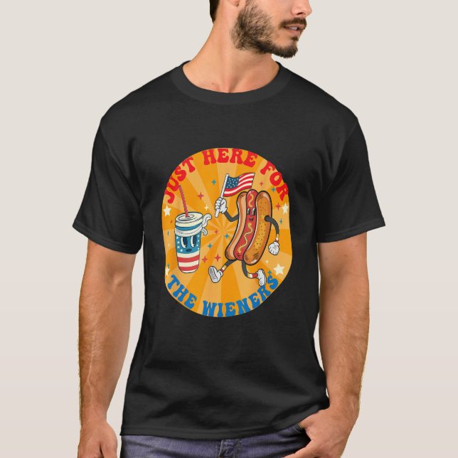 Camiseta Hot Dog funny I'm Just Here For The Wieners 4th Of (Frente)