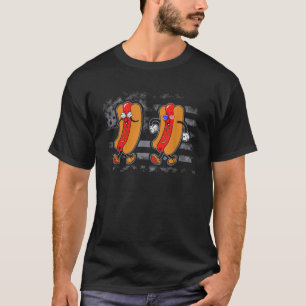 Camiseta Hot Dog Griddy Dance Hotdog 4 de julho Meninos
