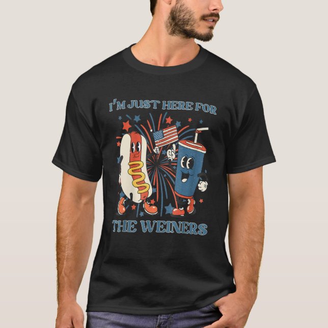 Camiseta Hot Dog I'm Just Here For The Wieners 4Th Of July_ (Frente)