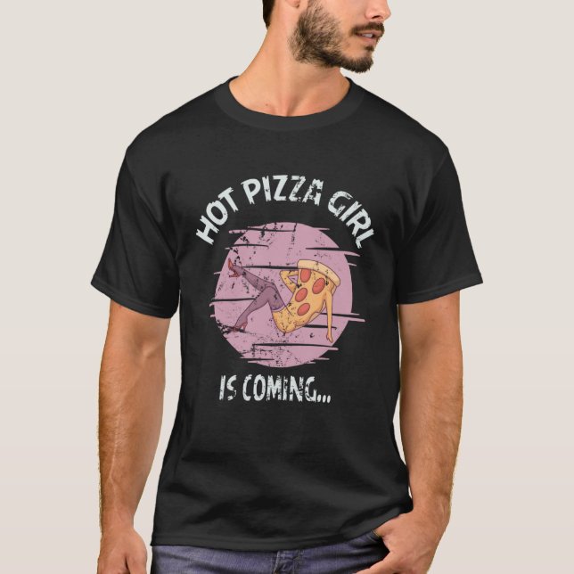 Camiseta Hot Food Pizza Delivery Girl On Scooter Costume (Frente)