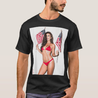 Camiseta Hot Girl on for Men Sey Latina Patriotic US Flag