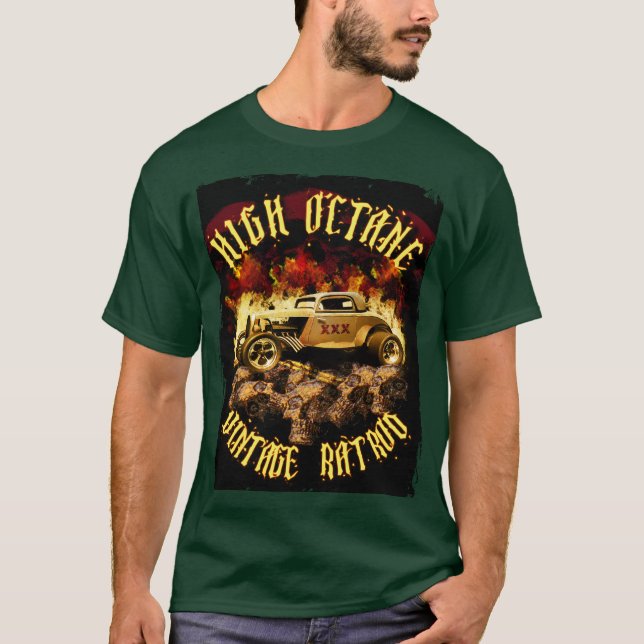 Camiseta Hot rod do vintage (Frente)