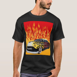 Camiseta hot rod feu flamme voiture americaine vintage musc