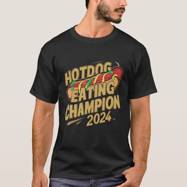 Camiseta Hotdog comendo campeão engraçado para cachorros-qu (Frente)