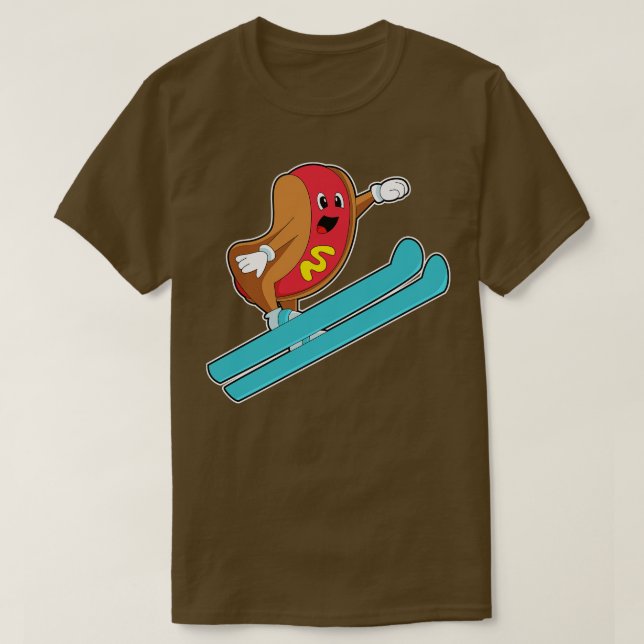Camiseta Hotdog Como Jumper De Esqui Com Esqui (Frente do Design)