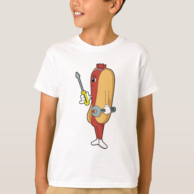 Camiseta Hotdog como mecânico com ferramenta (Frente)