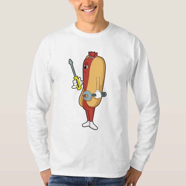 Camiseta Hotdog como mecânico com ferramenta (Frente)