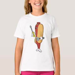 Camiseta Hotdog como mecânico com ferramenta