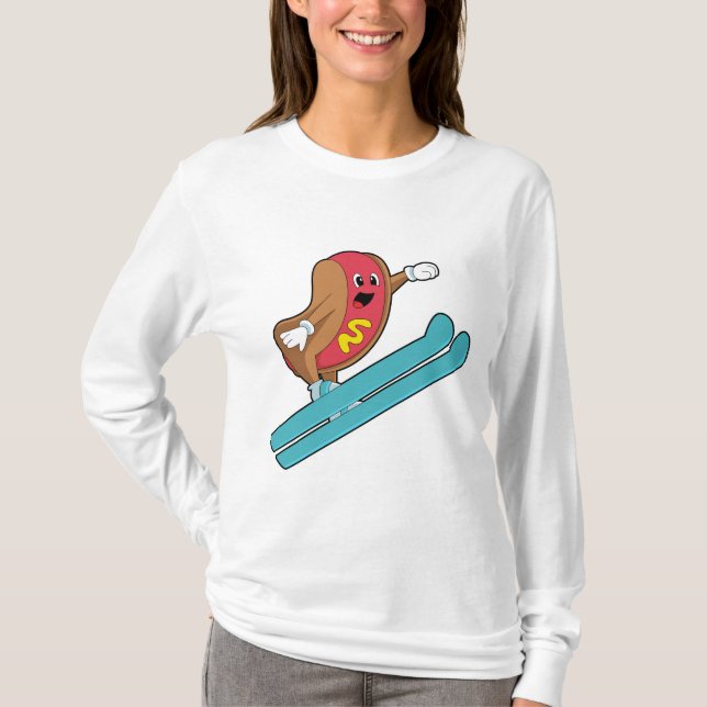 Camiseta Hotdog como saltador de Esqui com Ski.PNG (Frente)