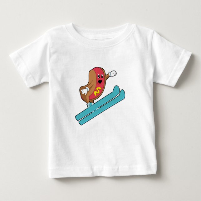 Camiseta Hotdog como saltador de Esqui com Ski.PNG (Frente)