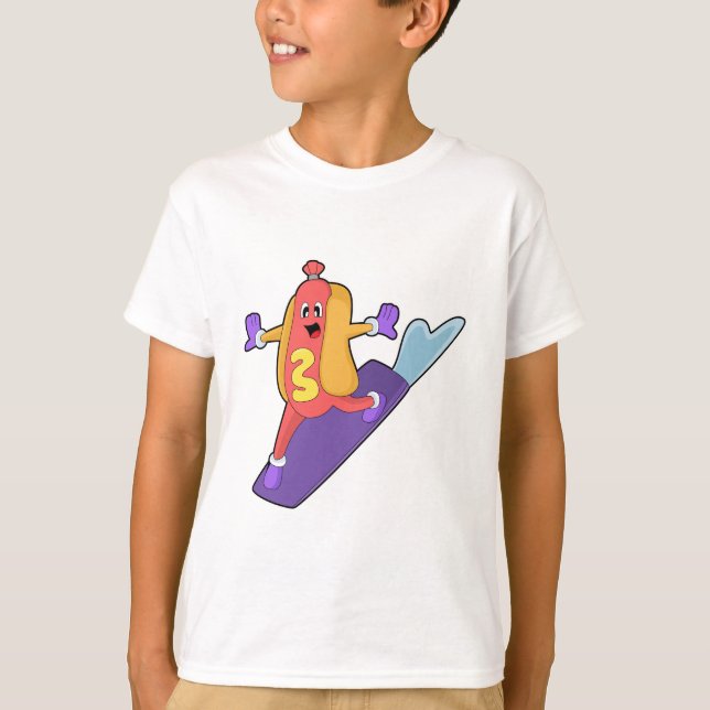 Camiseta Hotdog como Snowboarder com Sonowboard (Frente)