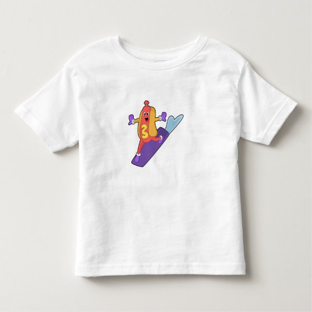 Camiseta Hotdog como Snowboarder com Sonowboard (Frente)