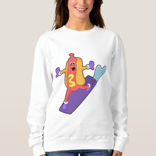 Camiseta Hotdog como Snowboarder com Sonowboard (Frente)