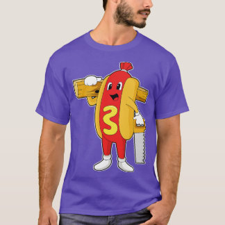 Camiseta Hotdog como um pinteiro com madeira serrada
