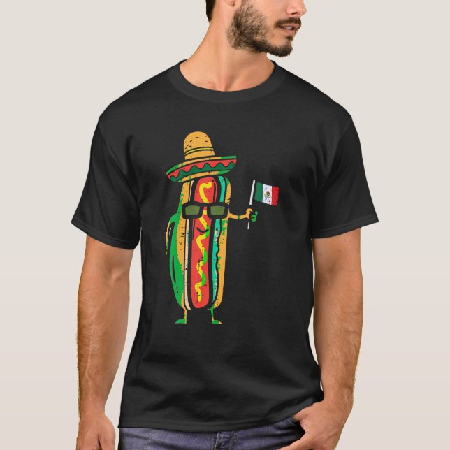 Camiseta Hotdog Mexicano Flag Engraçado Cinco De Mayo Comid (Frente)