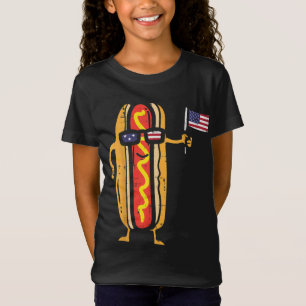 Camiseta Hotdog Sunglass American Flag USA Funny 4th Of J
