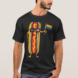 Camiseta Hotdog USA Flag Óculos escuros Arco-íris Orgulho g