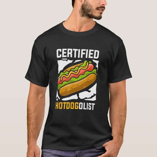 Camiseta Hotdogista certificado com Comida de salsicha Hotd (Frente)
