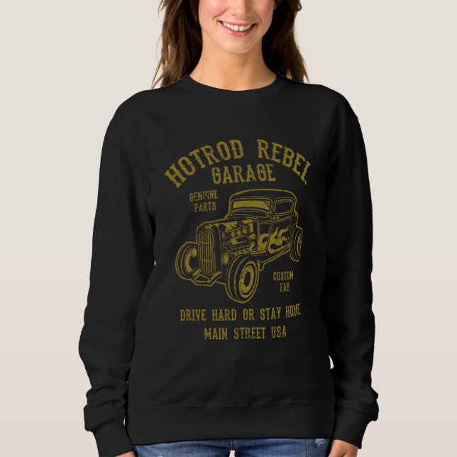 Camiseta Hotrod Rebel Automotive Nostalgia Old Car Distress (Frente)