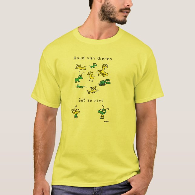 Camiseta Houd van dieren. Eet ze niet. (Frente)
