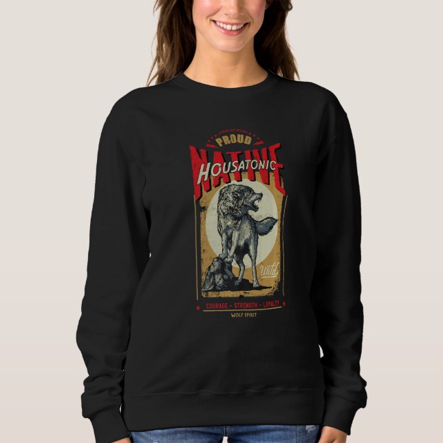 Camiseta Housatonic Native American Indian Born Wolf Spirit (Frente)