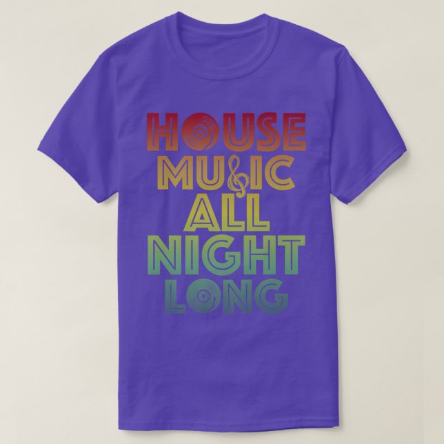 Camiseta House Music All Night Long Trippy Techno EDM Rave  (Frente do Design)