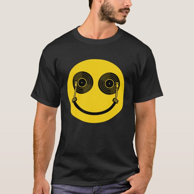 Camiseta House Music Dance Music DJ Turntable Shaped Smile (Frente)