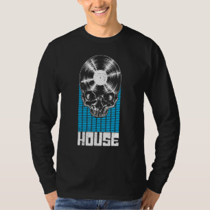 Camiseta House Music Dj Vinyl Record Music Equalizer Skul