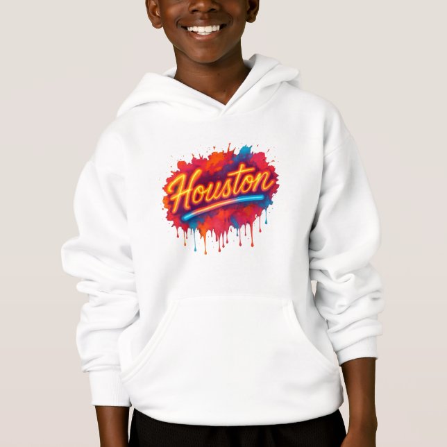 Camiseta Houston Neon Street-Art Glow (Frente)