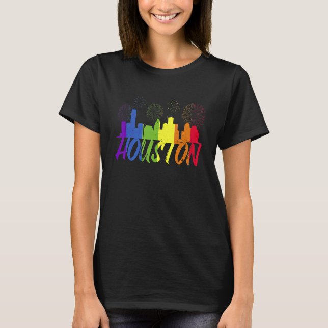 Camiseta Houston Pride Skyline Pride Parade Houston (Frente)