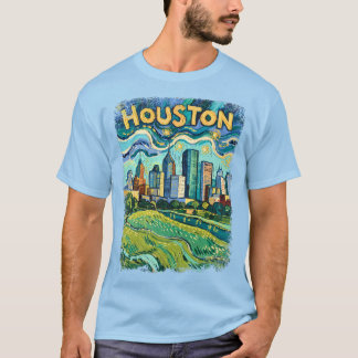 Camiseta Houston Skyline Colorful Van Gogh Cityscape