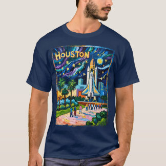 Camiseta Houston Skyline Space Center Rocket Van Gogh Kids