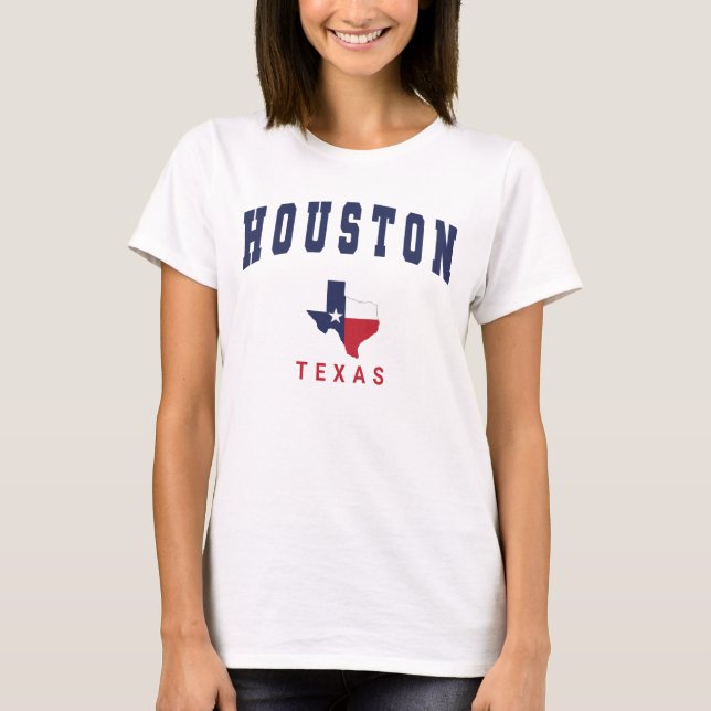 Camiseta Houston, Texas Flag Map White, Mulher (Frente)