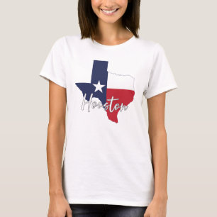 Camiseta Houston, Texas Flag Map White, Mulher