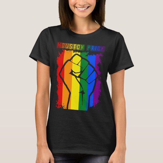 Camiseta Houston Texas LGBT Pride Month LGBTQ Rainbow Flag (Frente)