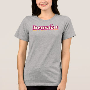 Camiseta Houston Texas, marrom, rosa, amarelo