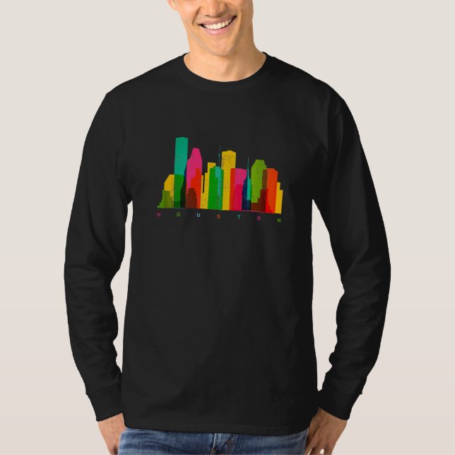 Camiseta Houston Texas Skyline Colorida Houston TX (Frente)