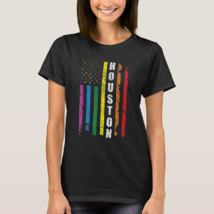 Camiseta Houston Texas Us American Flag Rainbow Gay Lgbt Pr