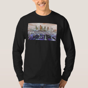 Camiseta Houston Texas Vaporwave Trippy Cidade do Centro Sk