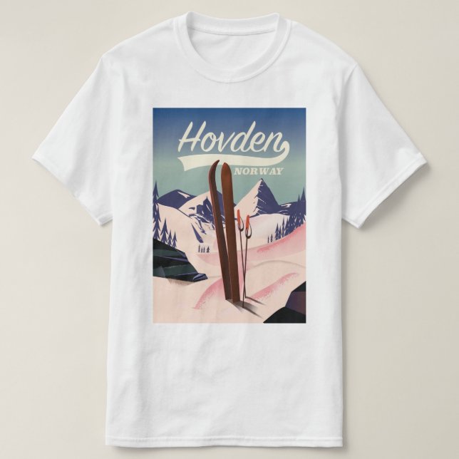 Camiseta Hovden Norway Ski poster de viagens. (Frente do Design)