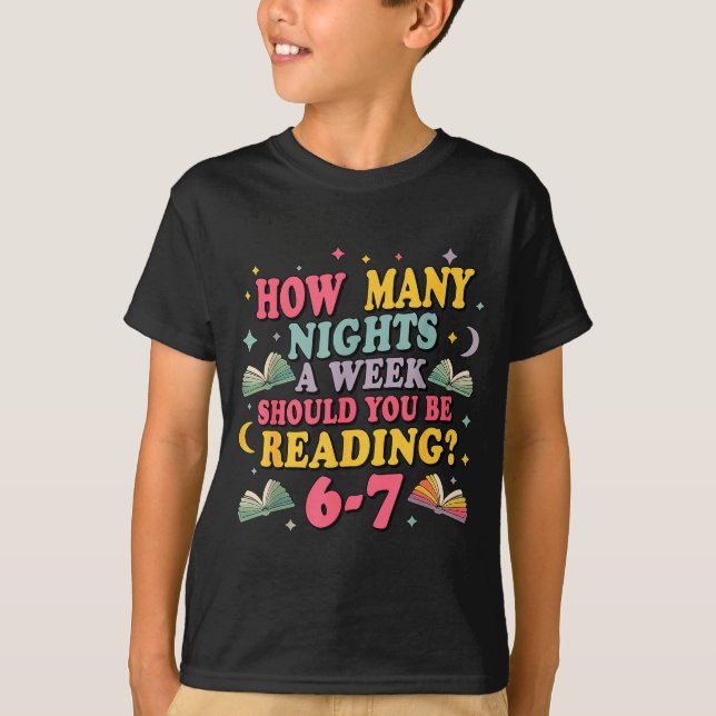 Camiseta How Many Nights Reading 67 Meme Six Seven Teacher  (Frente)