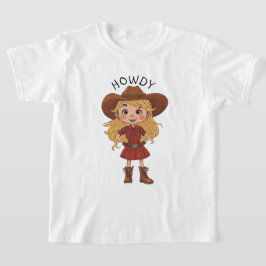 Camiseta Howdy Cartoon Cowgirl Country Cowboy Hat Kids Gift