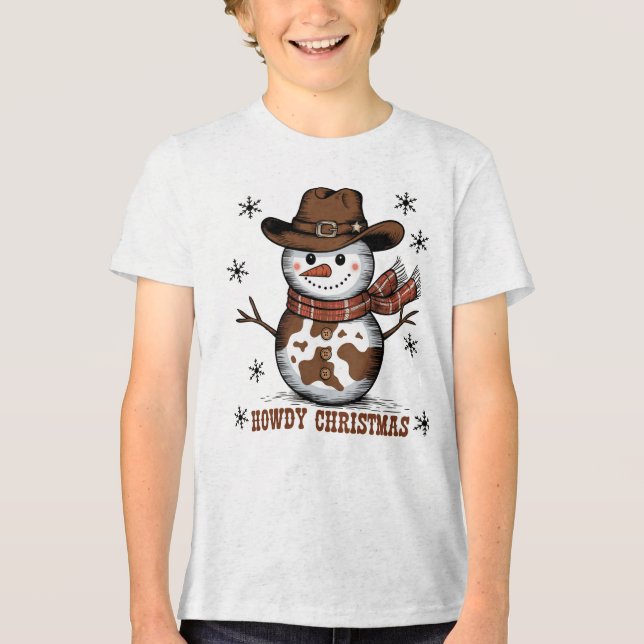 Camiseta Howdy Christmas Snowman  (Frente)
