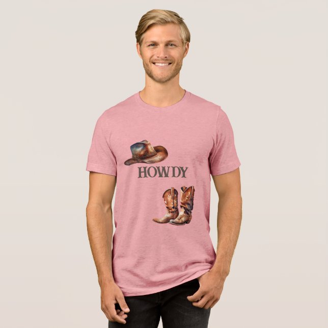 Camiseta Howdy Cowboy Boots and Hat (Frente Completa)